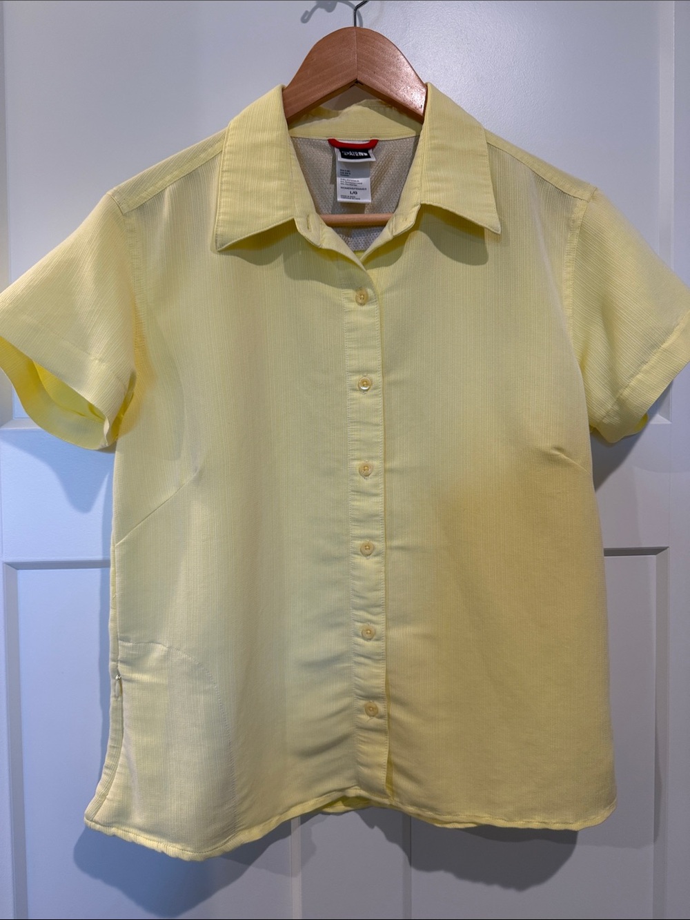 The North Face Short Sleeve Button-Up Top in Pale Yellow